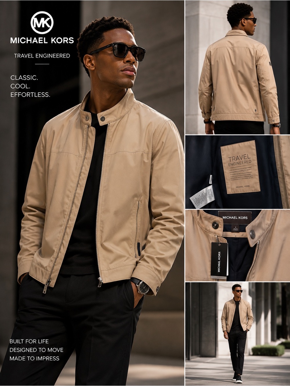 Michael Kors Men's Tan Travel-Engineered Lightweight Jacket size small